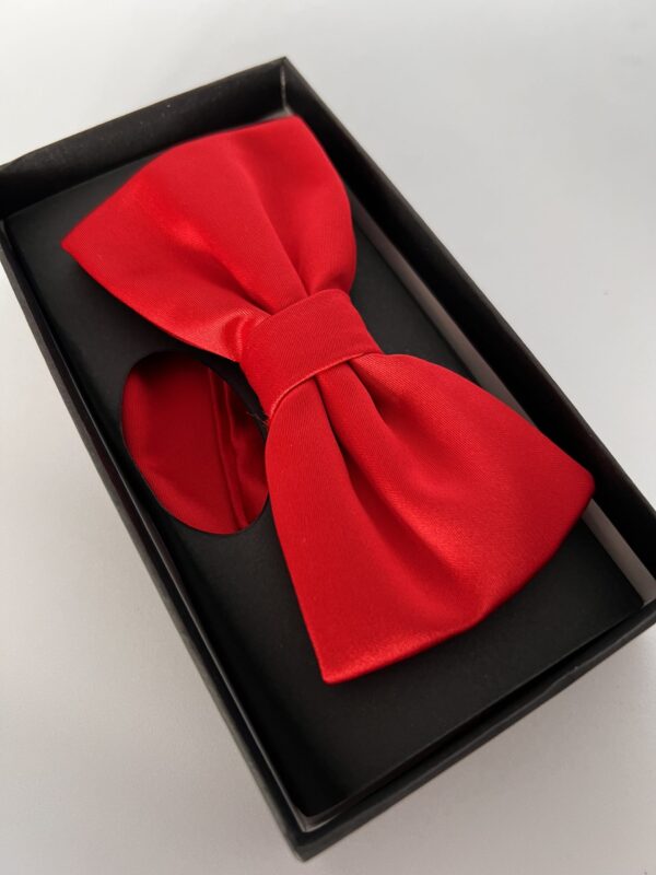 Piros csokornyakkendő díszzsebkendővel