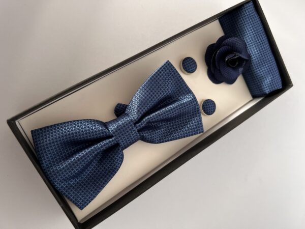 Kék mintás csokornyakkendő szett