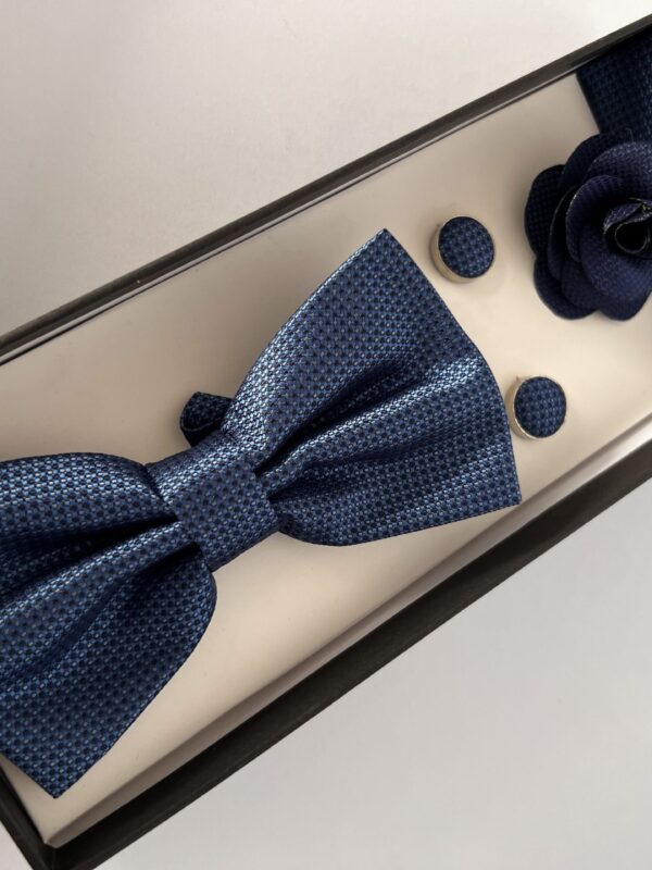 Kék mintás csokornyakkendő szett