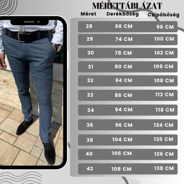 Brown and Peach Abstract Fashion Dress Size Chart Instagram Post Szürke kockás slim nadrág