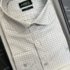 Bézs kék mintás semi fit bambusz ing