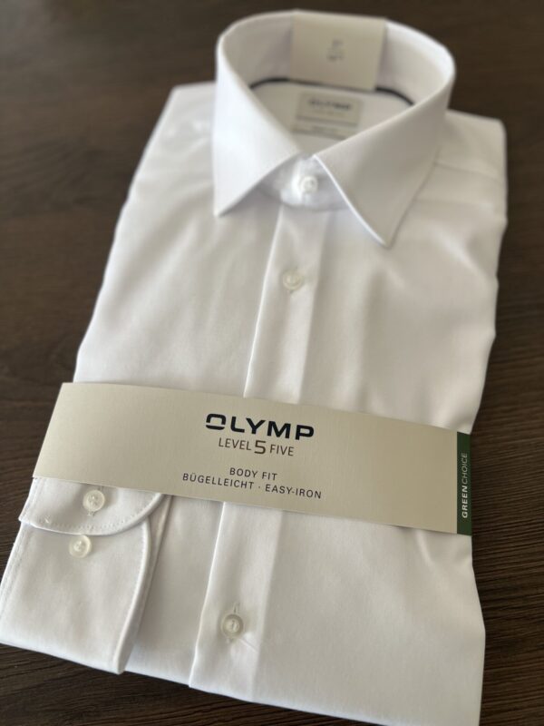 OLYMP Level Five fehér body fit vasaláskönnyített ing