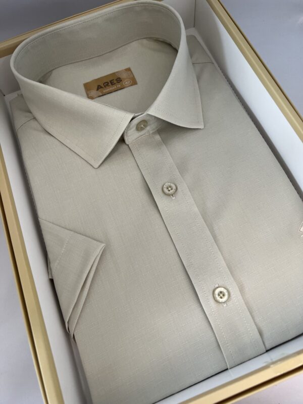 Bézs comfort fit rövid ujjú bambusz ing