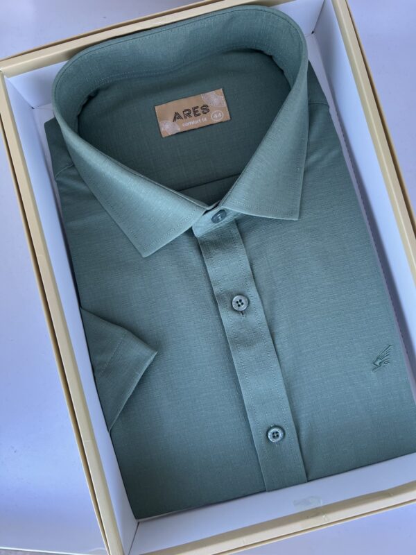 Zöld comfort fit rövid ujjú bambusz ing