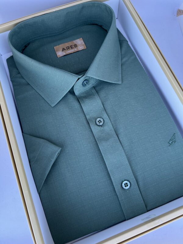 Zöld comfort fit rövid ujjú bambusz ing