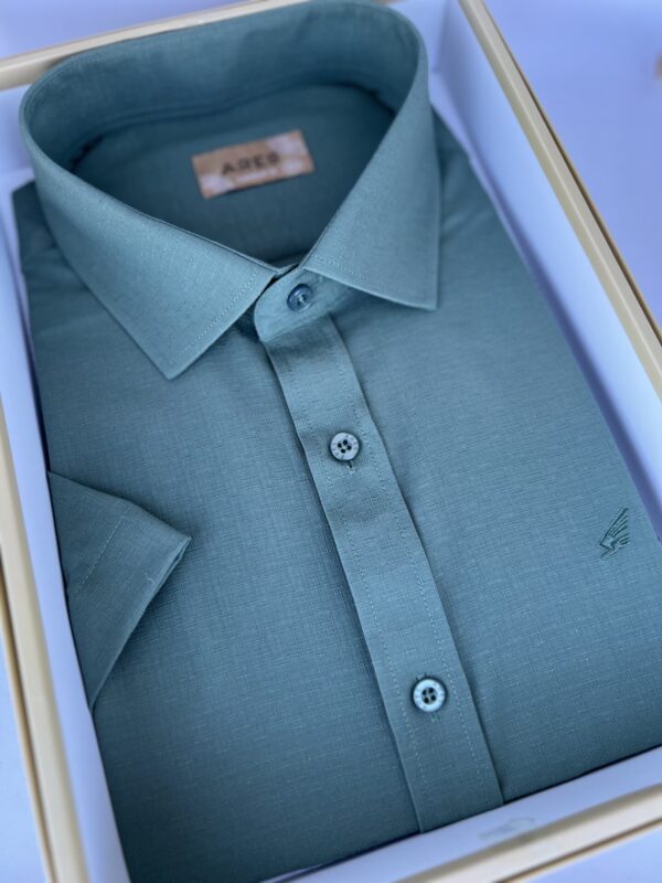 Zöld comfort fit rövid ujjú bambusz ing