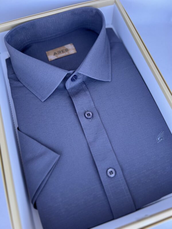 Szürke comfort fit rövid ujjú bambusz ing