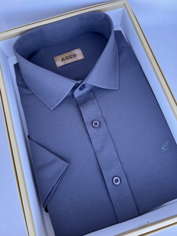 Szürke comfort fit rövid ujjú bambusz ing