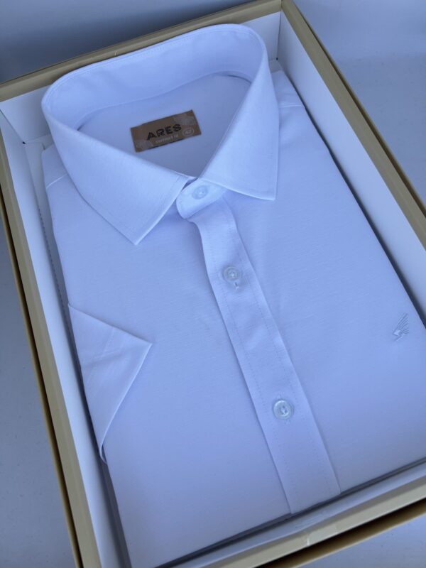 Fehér comfort fit rövid ujjú bambusz ing