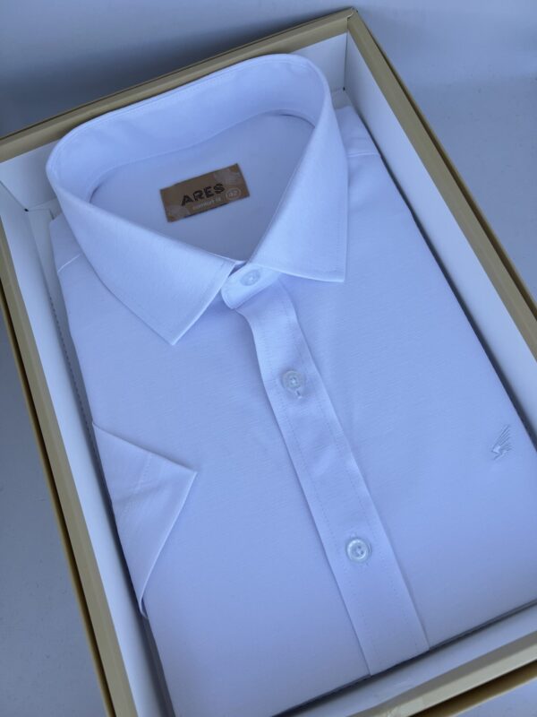 Fehér comfort fit rövid ujjú bambusz ing