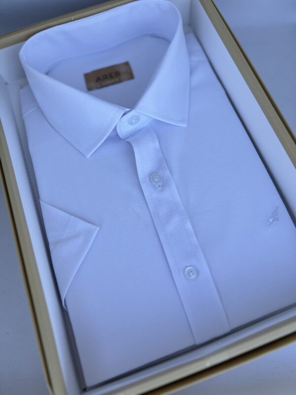 Fehér comfort fit rövid ujjú bambusz ing